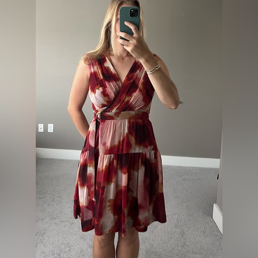 Taylor - Red, Pink & White Wrap Dress (Worn Once)